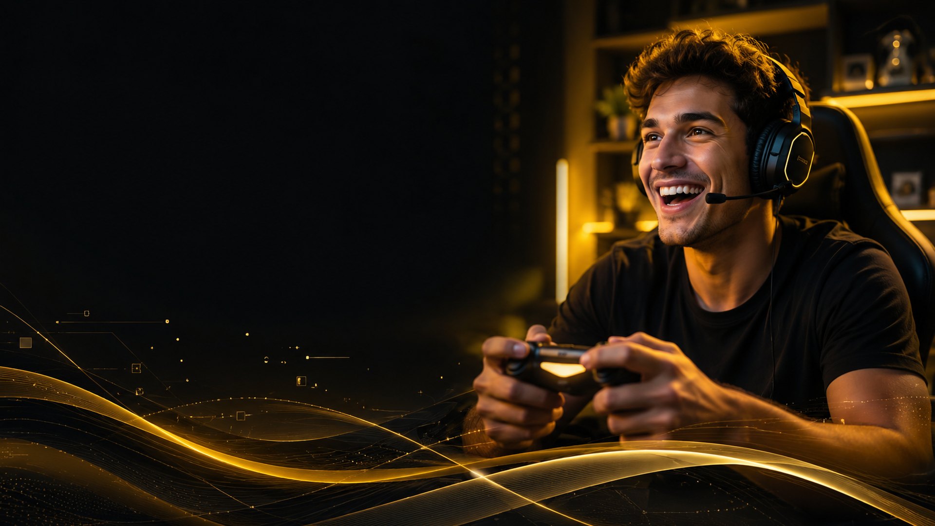 Gamer jogando online com internet de alta velocidade
